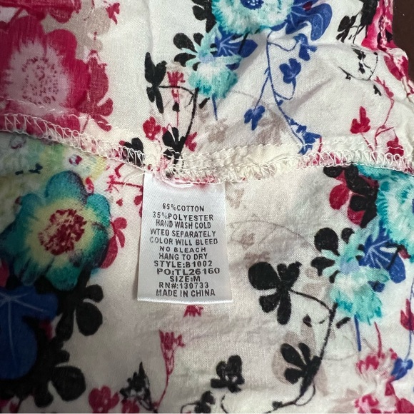 Umgee Multicolor Floral Lightweight 3/4 Sleeve Tunic Top Bohemian Floral Dress M - Picture 8 of 10